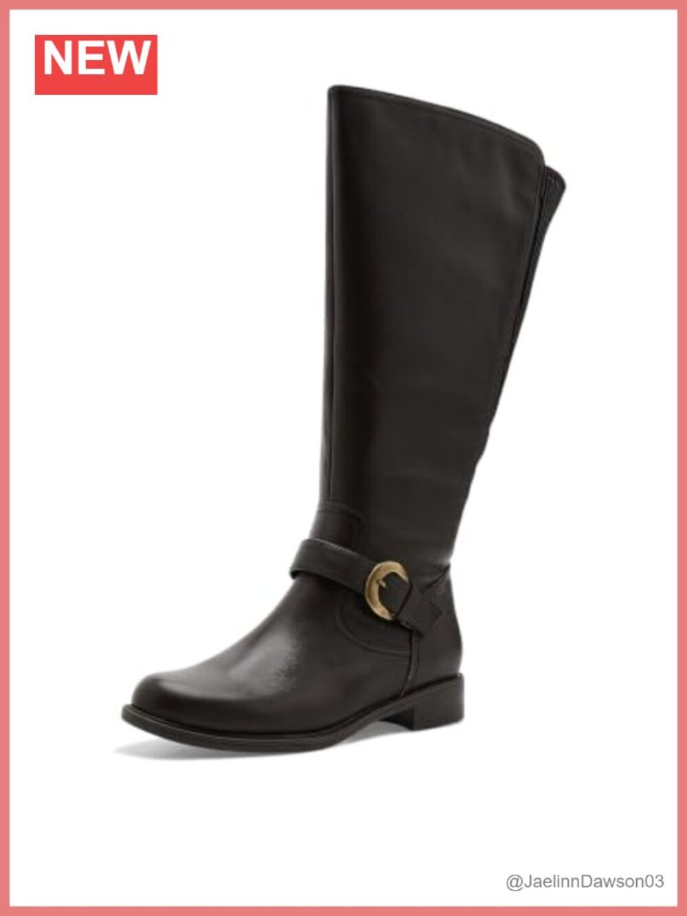 Extra Wide Shaft Leather Knee High Boots With Inside Zip